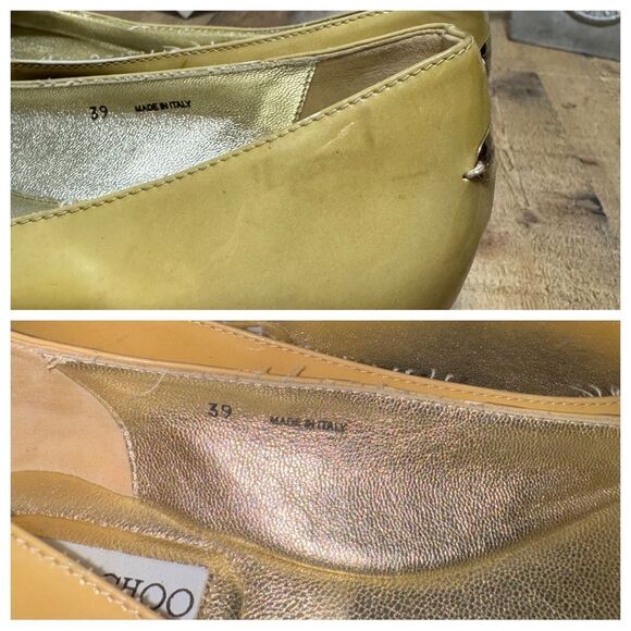 Jimmy Choo Animal Print Cap Toe Tan Patent Leather Ballet Flats EUR 39 - Picture 12 of 15